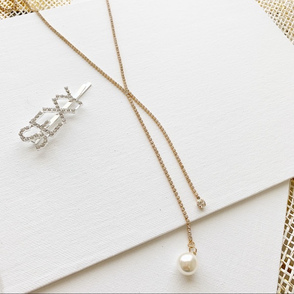 Diamanté diamonds dual lariat necklace - Picture 4 of 5